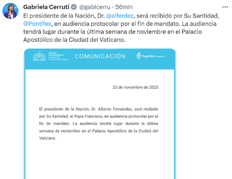 La publicación de Gabriela Cerruti.