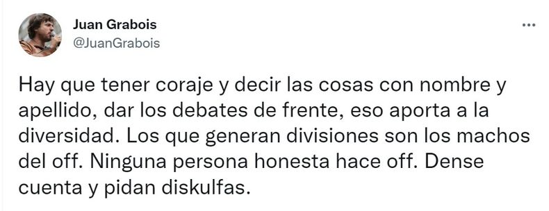 La chicana de Juan Grabois por el off contra Cristina: "Pidan diskulfas"