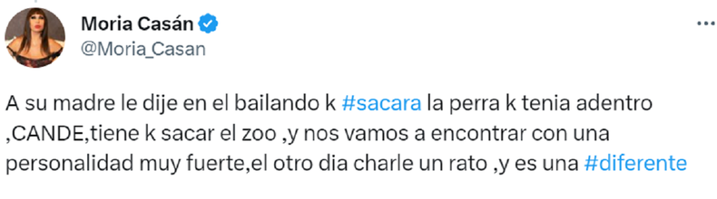 El tuit de Moria Casán.