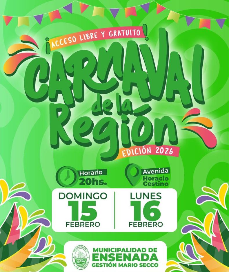 Carnavales 2026: fechas en Ensenada, provincia de Buenos Aires.