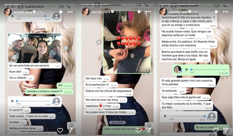 Los primeros chats difundidos por Wanda Nara.