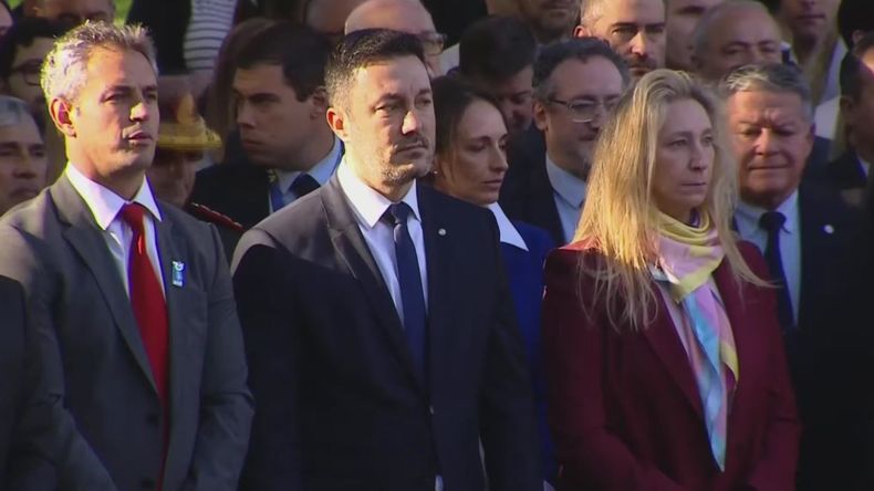 Martín Menem, Luis Petri y Karina Milei estuvieron presentes en el acto.  