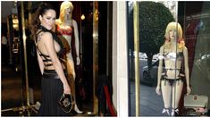 Victoria Vannucci, en plena calle Alvear acomodando la vidriera de su marca Victoria Vannucci, en plena calle Alvear acomodando la vidriera de su marca