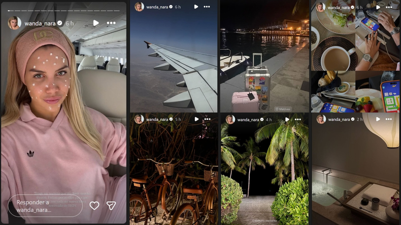 Las historias de Wanda Nara de su viaje a Maldivas con Martín Migueles.