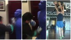 Mientras Verónica Ojeda entrena para el Bailando, Maradona boxea a un muñeco Mientras Verónica Ojeda entrena para el Bailando, Maradona boxea a un muñeco