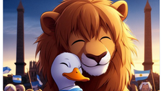 El león abraza al pato, el tuit de Milei.