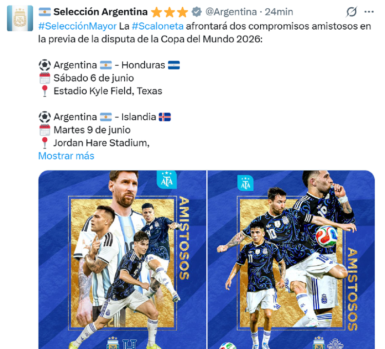 La publicación de la Selección argentina.