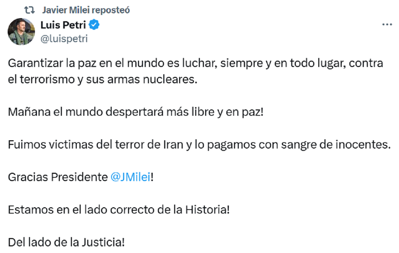 La publicación de Luis Petri.