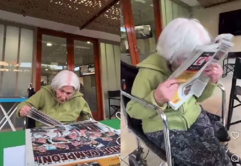 La abuela besó la tapa del diario.