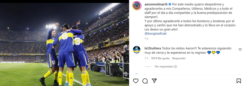 El posteo de Aaron Molinas.