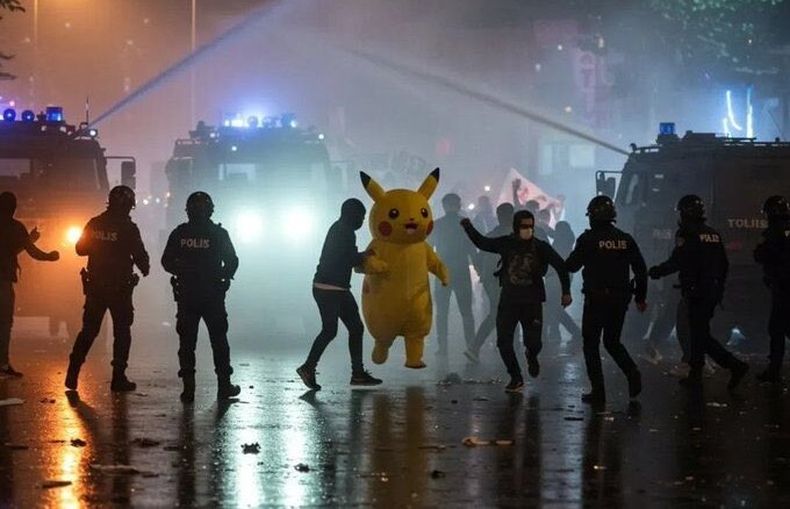 Video: Pikachu se unió a una protesta en Turquía y tuvo que huir de la policía