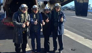 Javier Milei arribó al portaaviones cerca de las 10 de la mañana.&nbsp;