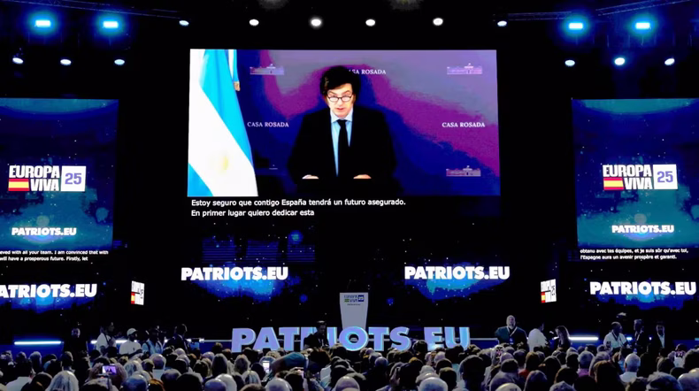 Javier Milei participó del acto Europa Viva 25 con un mensaje grabado.