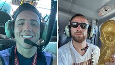 Enzo Fernández y Papu Gómez se mostraron en el helicóptero.