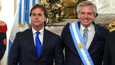 Luis Lacalle Pou junto a Alberto Fernández.