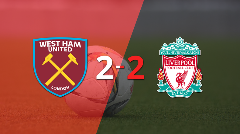West Ham United empató 2-2 en casa con Liverpool