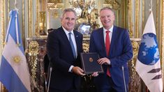 El canciller Pablo Quirno y el Secretario General de la Organización, Mathias Cormann. El canciller Pablo Quirno y el Secretario General de la Organización, Mathias Cormann.