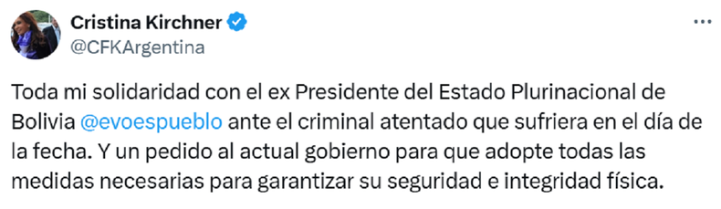 La publicación de Cristina Kirchner.