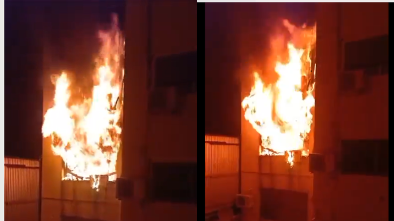 En redes sociales se compartieron imágenes del incendio dentro del edificio.&nbsp;