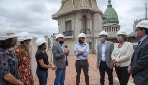 Moroni recorrió las obras de la Confitería del Molino junto a Lammens y Katopodis.