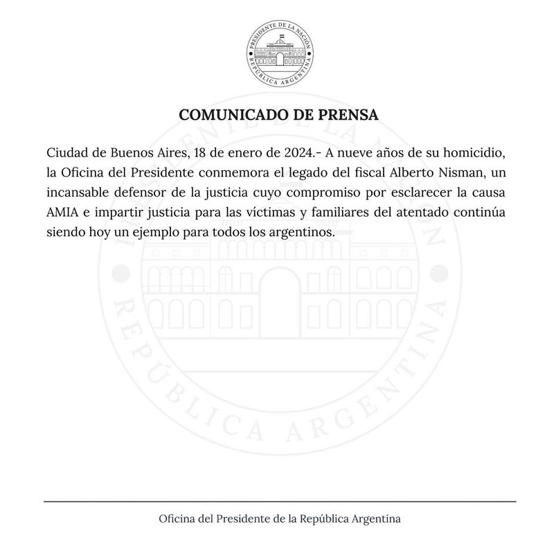 El comunicado del Gobierno sobre Alberto Nisman.