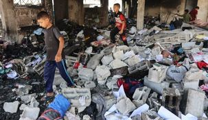 Así quedó la escuela Mustafa Hafez, que fue bombardeada en Gaza. Así quedó la escuela Mustafa Hafez, que fue bombardeada en Gaza.