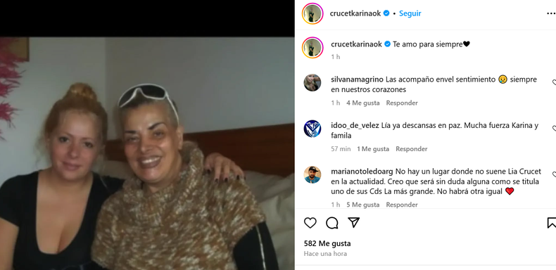 Karina, su hija, la recordó en redes sociales.