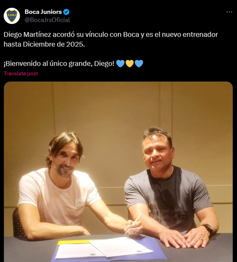 Boca selló la llegada de Diego Martínez como nuevo entrenador durante la madrugada
