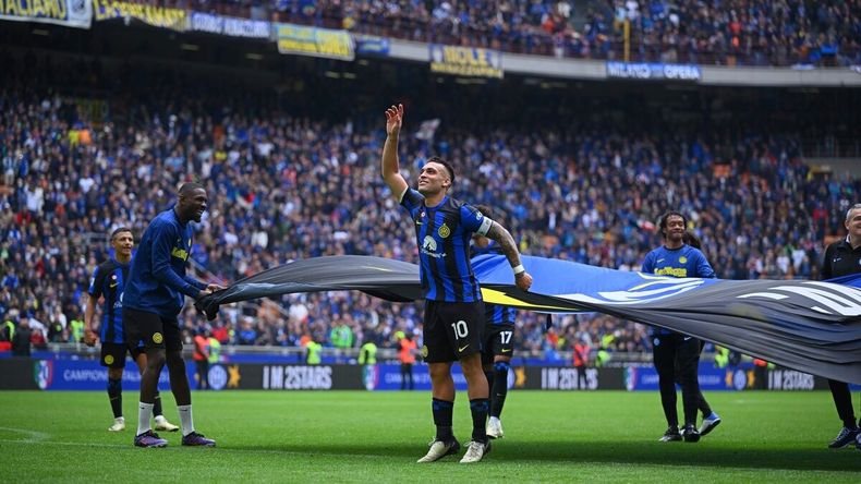El capitán Lautaro Martínez lideró los festejos del Inter.