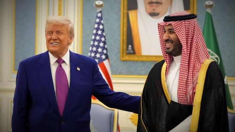 Donald Trump y el príncipe saudita y primer ministro Mohammed bin Salman.&nbsp;