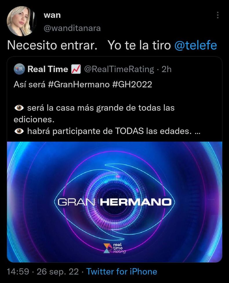 El tweet en cuestión de Wanda Nara.