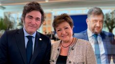 Javier Milei, Kristalina Georgieva del FMI y el senador Edgardo Kueider.