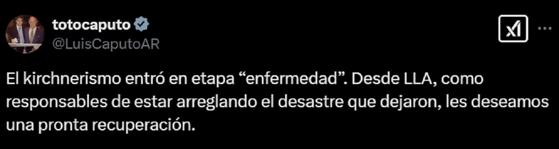 La publicación de Luis Caputo.