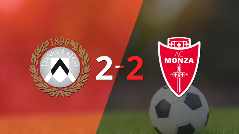 Udinese y Monza igualaron 2 a 2