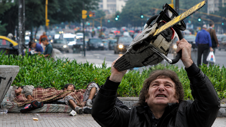 Casi el 67% de la gente ya no cree en el relato de la herencia recibida y culpa a Milei por la pobreza (Imagen generada con IA)