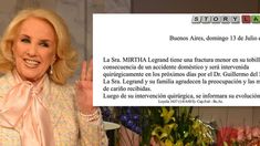 La verdad sobre la fractura de tobillo de Mirtha Legrand La verdad sobre la fractura de tobillo de Mirtha Legrand