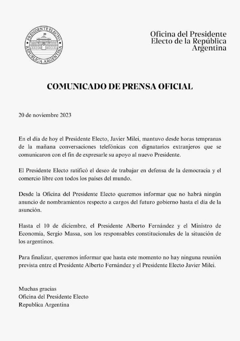 El comunicado.
