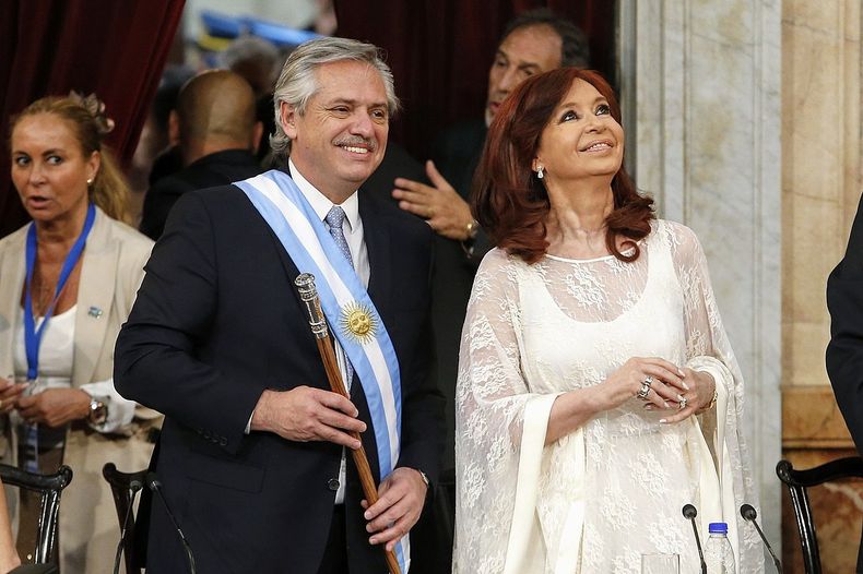 Alberto Fernández y Cristina Kirchner en el acto de asunción, el 10 de diciembre de 2019.