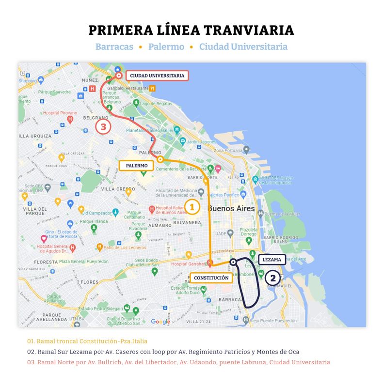 Los tres ramales que contempla la propuesta.