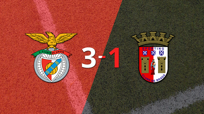 Benfica da vuelta el marcador y triunfa 3 a 1 sobre SC Braga