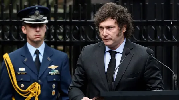 Javier Milei en el acto por el 2 de abril de 2025.