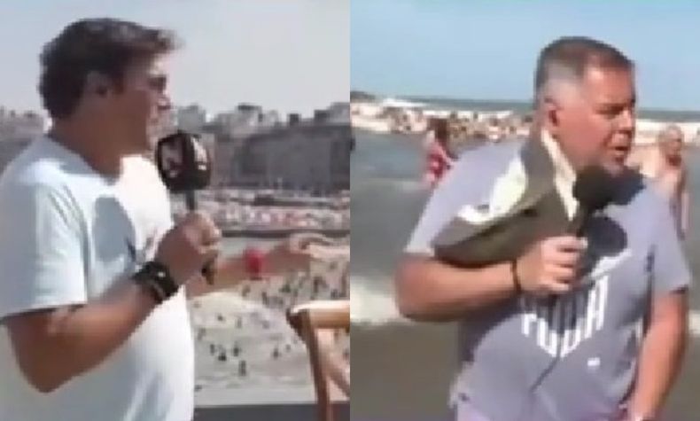 Matías Alé y Carna Crivelli fueron testigos de la crecida del mar.