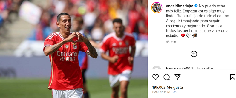 La publicación de Ángel Di María.