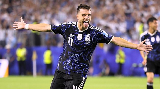 Lo Celso festeja su gol ante Jordania en el Mundial 2026.