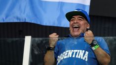 Maradona festeja la Copa Davis en Zagreb en 2016. Maradona festeja la Copa Davis en Zagreb en 2016.