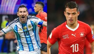 Lionel Messi y Granit Xhaka.