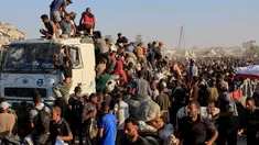 Camiones con ayuda humanitaria en Gaza.