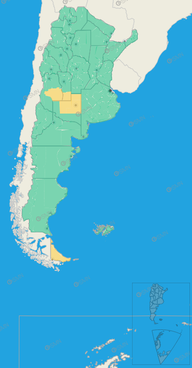 El SMN advirtió sobre tormentas y lluvias en cuatro provincias.