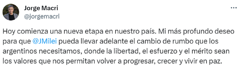 La publicación de Jorge Macri.