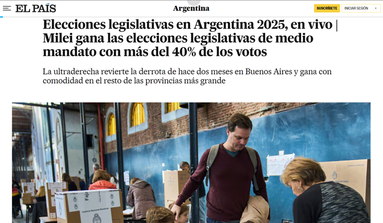 El País de España, uno de los medios más importantes del mundo, recibió con asombro la victoria de Javier Milei.